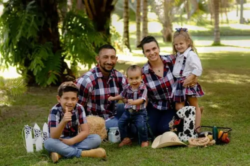 Camisa Xadrez Azultal Pai Tal Mãe Tal Filho