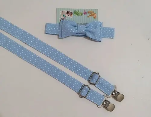 Suspensório e Gravata Azul Bebê