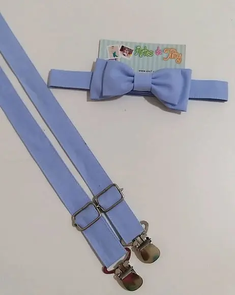 Suspensório e Gravata Azul Bebê
