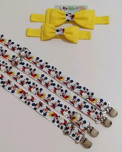 Suspensório e Gravata Mickey Pai e Filho