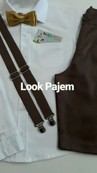 Roupa Pajem Bermuda Marrom e Camisa