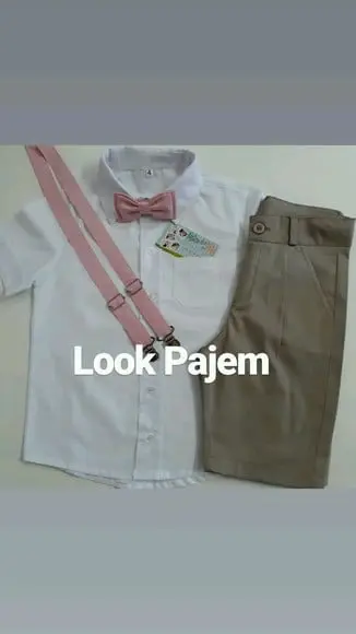 Look Pajen Bermuda Nude Suspensório Rosé