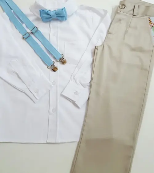 Roupa Pajem Calça Nude Camisa Branca