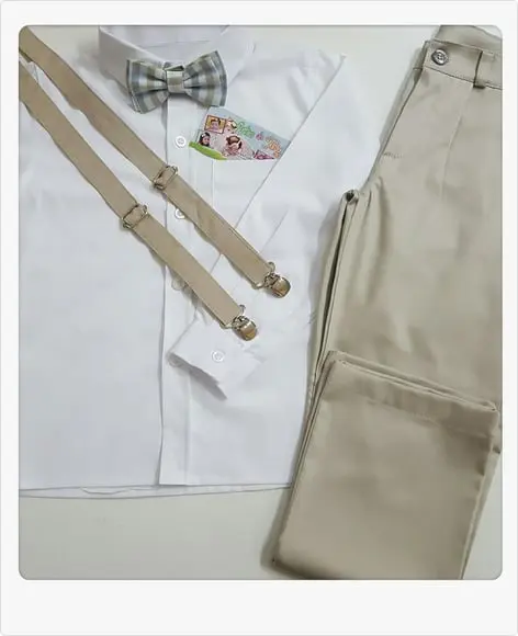Roupa Pajem Calça e Camisa Bege