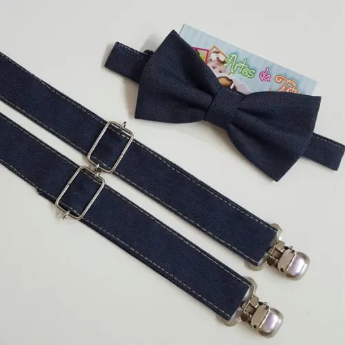 Suspensório e Gravata Jeans
