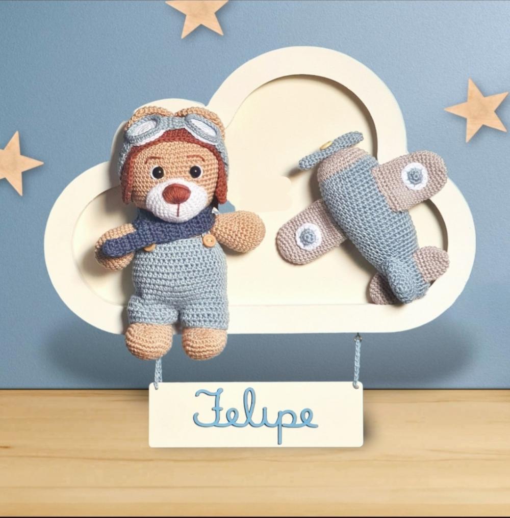 Enfeite Porta Maternidade Nuvem em Amigurumi