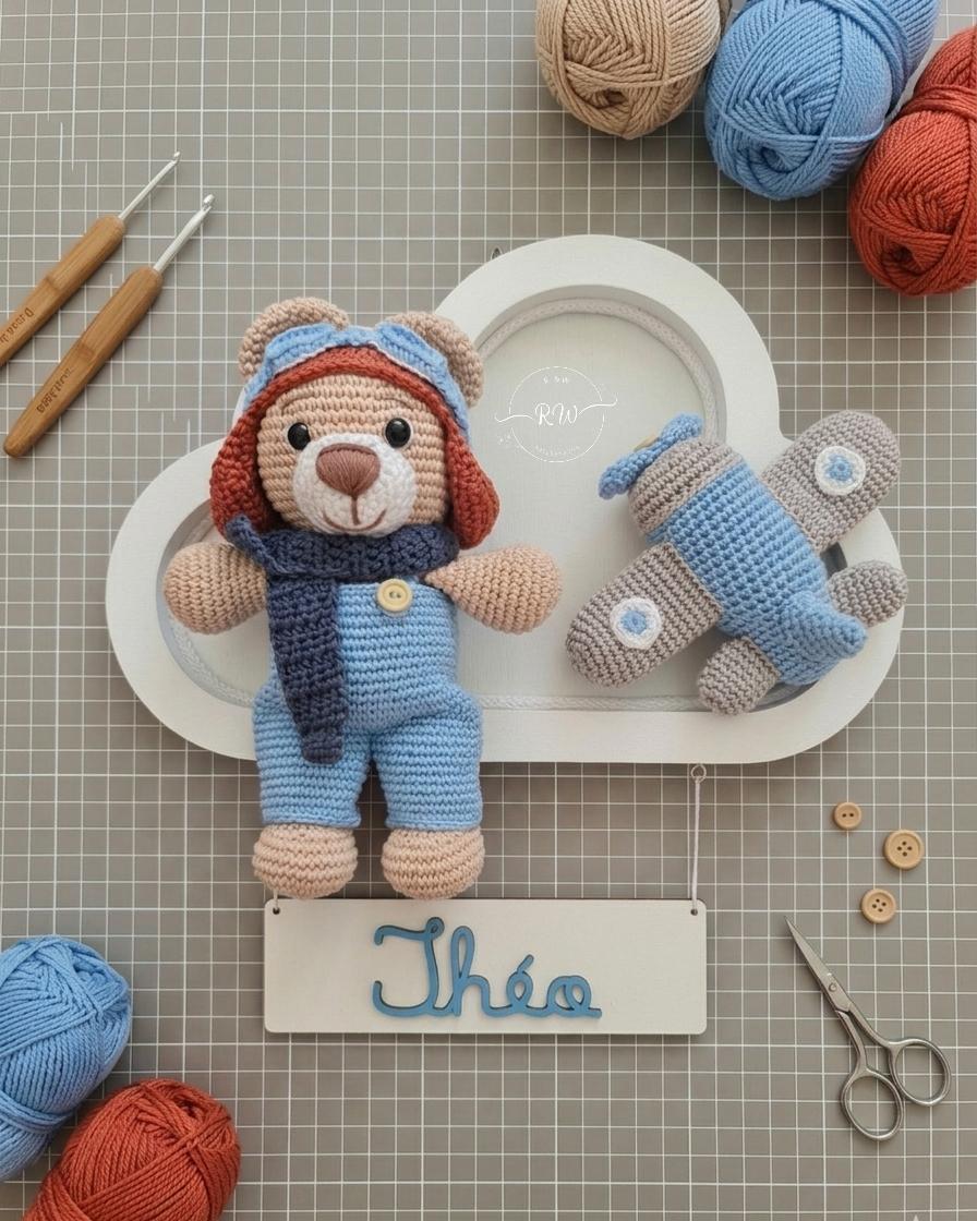 Enfeite Porta Maternidade Nuvem em Amigurumi