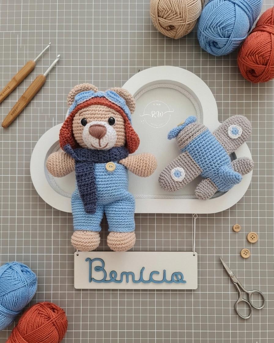 Enfeite Porta Maternidade Nuvem em Amigurumi