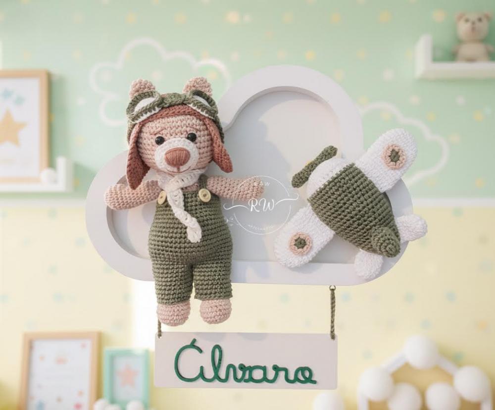 Enfeite Porta Maternidade Nuvem em Amigurumi