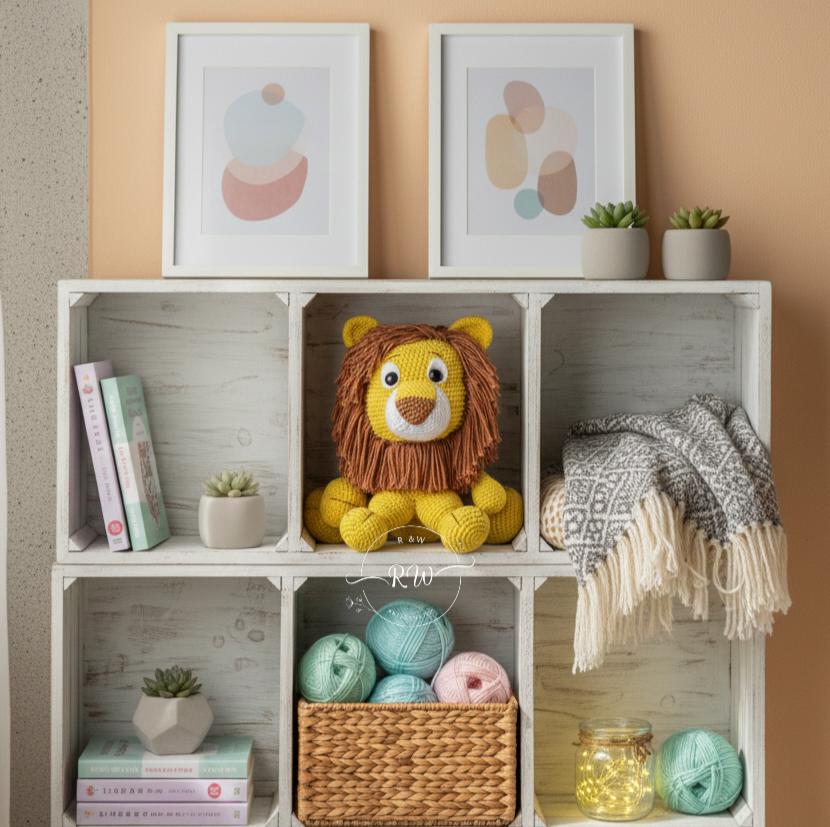 Leão de Crochê Amigurumi - Decoração Safári Feito à Mão - 
