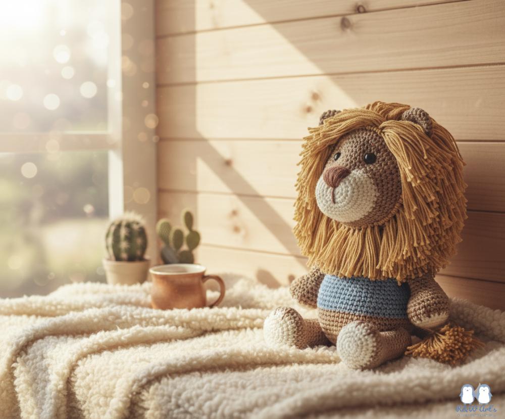 Leão de Crochê Amigurumi - Decoração Safári Feito à Mão
