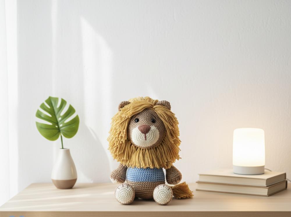 Leão de Crochê Amigurumi - Decoração Safári Feito à Mão