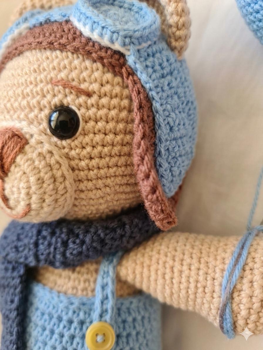 Ursinho Aviador Amigurumi em Crochê | Decoração Quarto Bebê