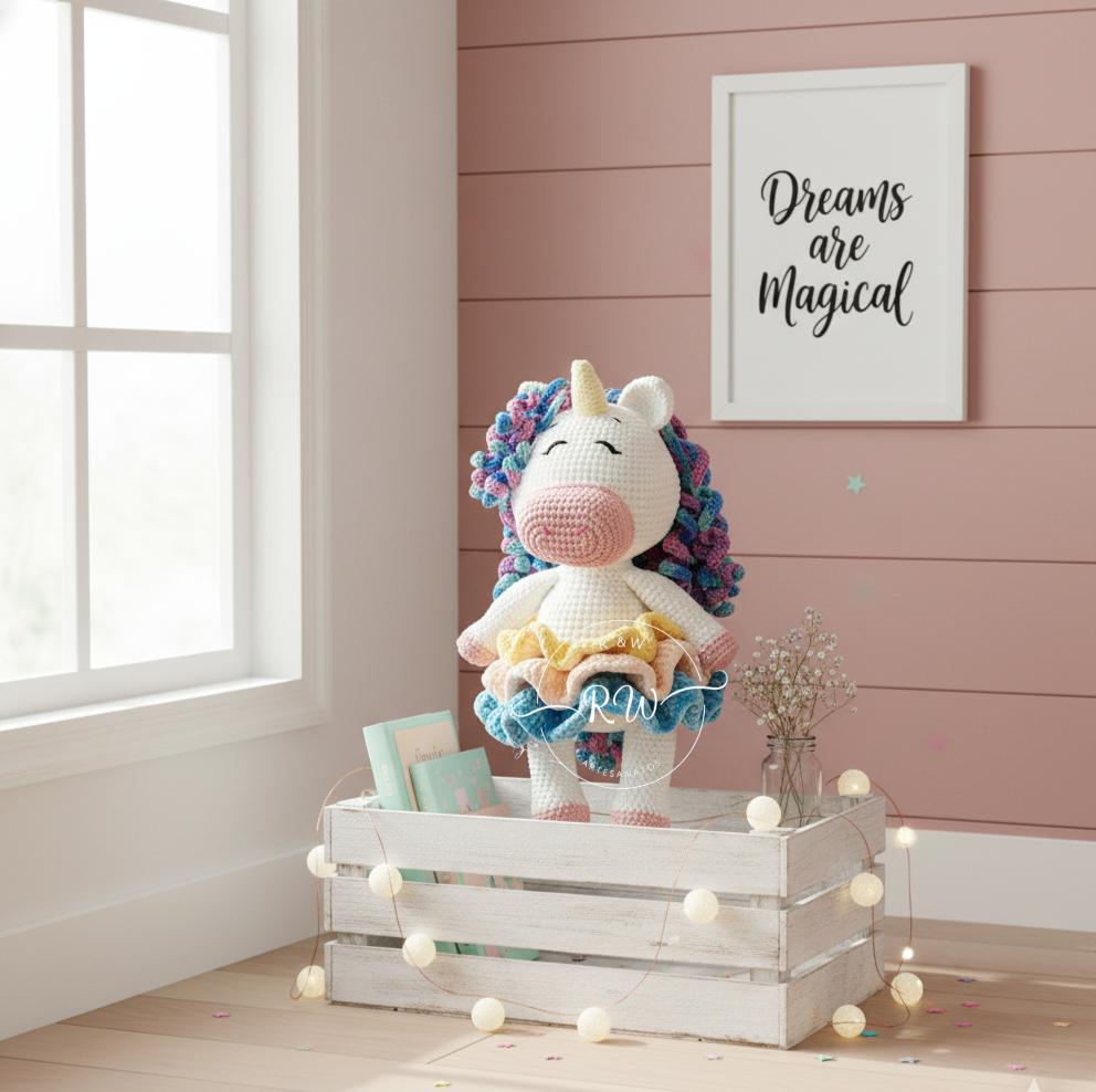 Unicórnio Amigurumi Crochê - Fio 100% Algodão e Antialérgico