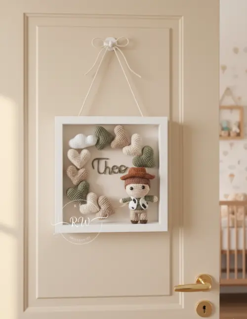 Quadro Porta Maternidade Woody - Amigurumi e Madeira