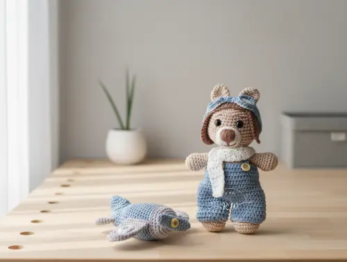 Kit Urso Aviador - Amigurumi - Decoração Quarto Bebê