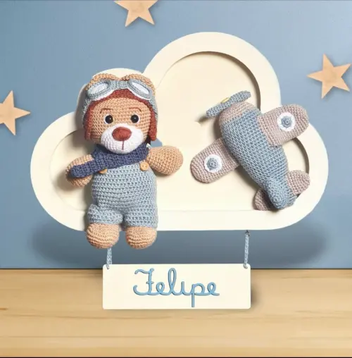 Enfeite Porta Maternidade Nuvem em Amigurumi