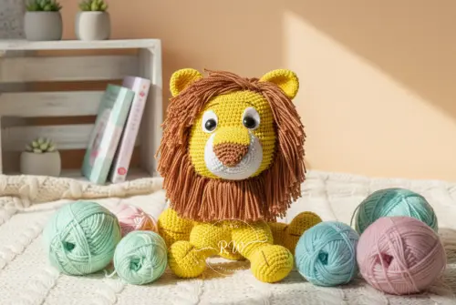 Leão de Crochê Amigurumi - Decoração Safári Feito à Mão - LEO