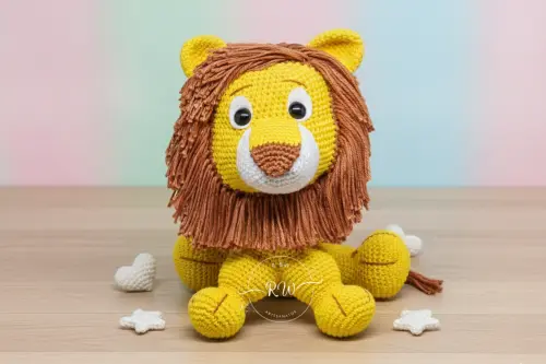 Leão de Crochê Amigurumi - Decoração Safári Feito à Mão - 