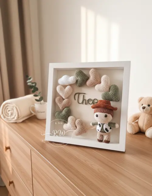 Quadro Porta Maternidade Woody - Amigurumi e Madeira