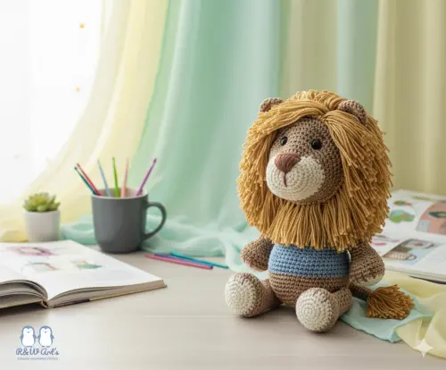 Leão de Crochê Amigurumi - Decoração Safári Feito à Mão