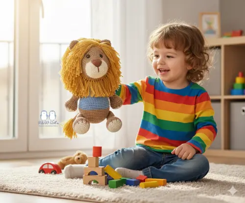 Leão de Crochê Amigurumi - Decoração Safári Feito à Mão