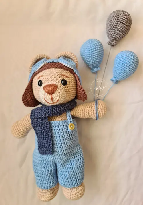 Ursinho Aviador Amigurumi em Crochê | Decoração Quarto Bebê