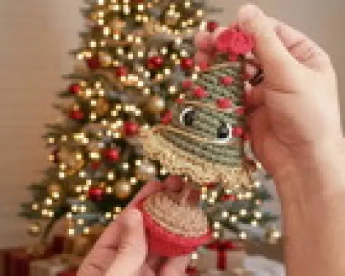 Mini Árvore de Natal - Árvore de Natal Crochê