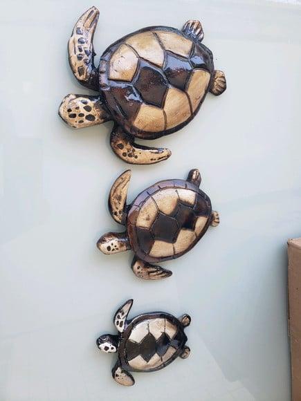 Tartaruga de fibra parede trio