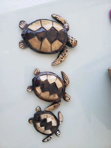 Tartaruga de fibra parede trio