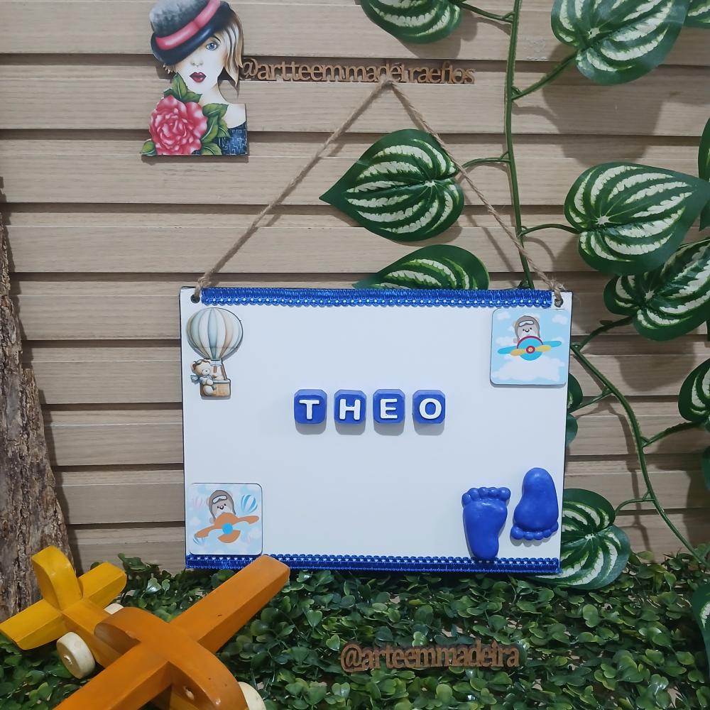 Porta Maternidade  - Placa Decorativa Ursinho Aviador