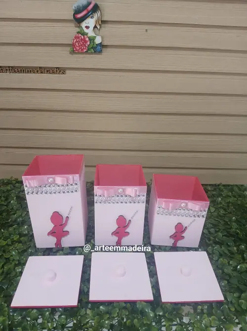 TRIO DE POTINHOS HIGIENICOS MENINA BAILARINA