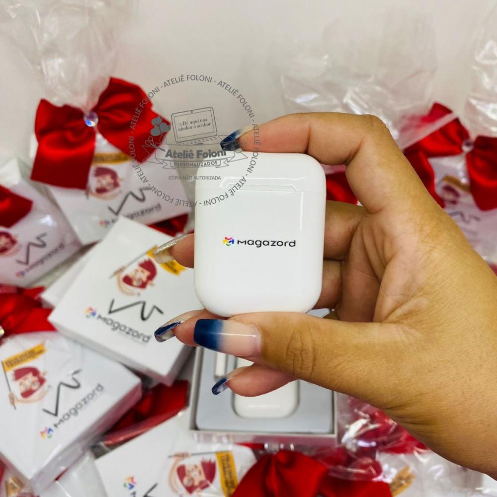 Fone sem fio Bluetooth personalizado e embalado com laço