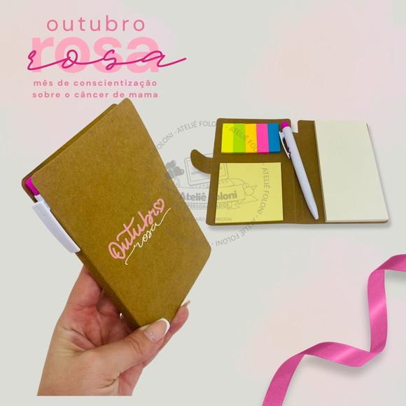 Bloco de Anotações Autoadesivos Personalizado Outubro Rosa