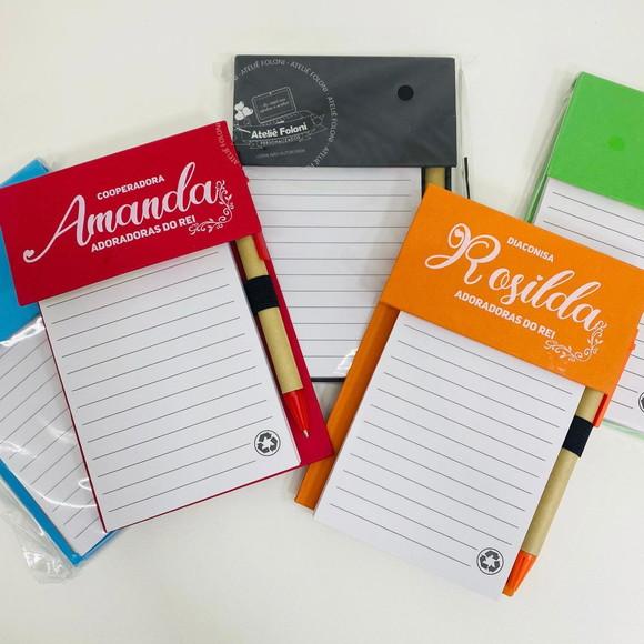 Bloquinho Personalizado com Autoadesivos e Caneta Personaliz