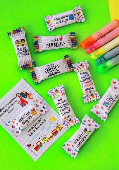 BRINDE BALA E CARTÃO PERSONALIZADO VOLTA AS AULAS