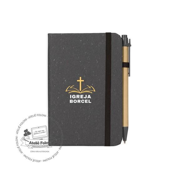 Caderneta Palha de Trigo com Caneta Personalizado