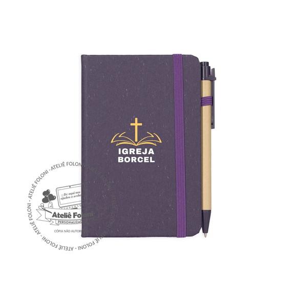 Caderneta Palha de Trigo com Caneta Personalizado