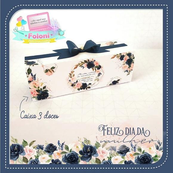 Caixa para 3 doces Dia das Mulheres