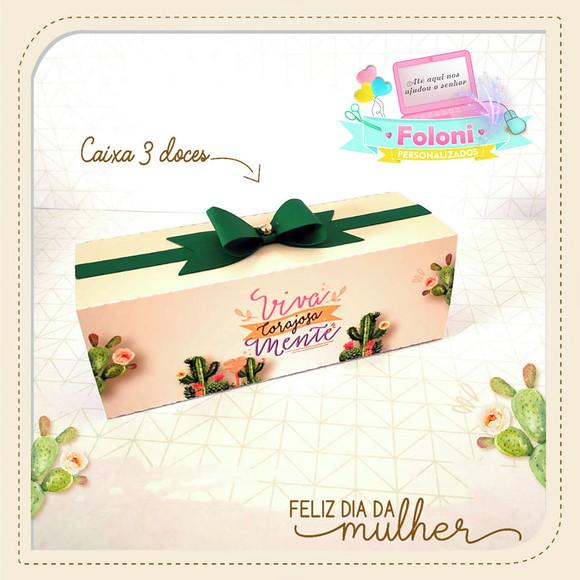 Caixa para 3 doces Dia das Mulheres