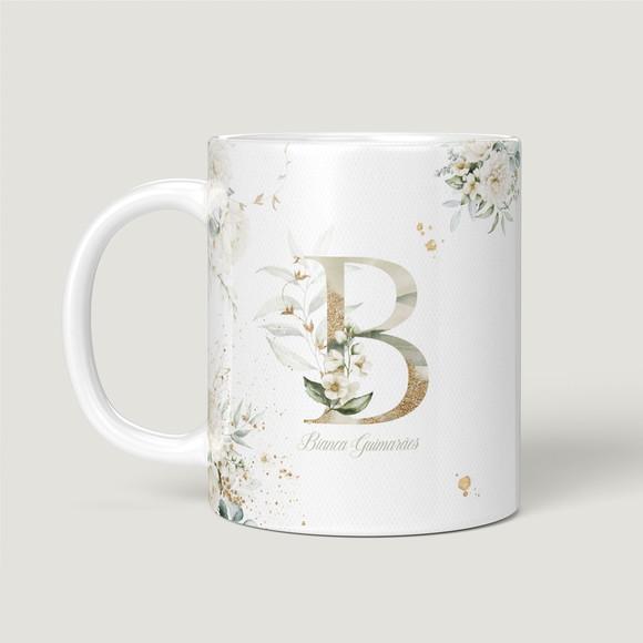 Caneca de Ceramica 325ml Personalizada com Inicial