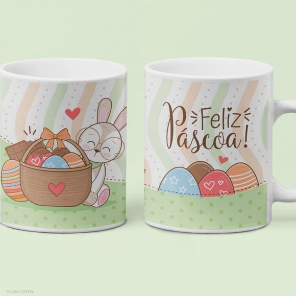 Caneca de Ceramica 325ml Páscoa Personalizada