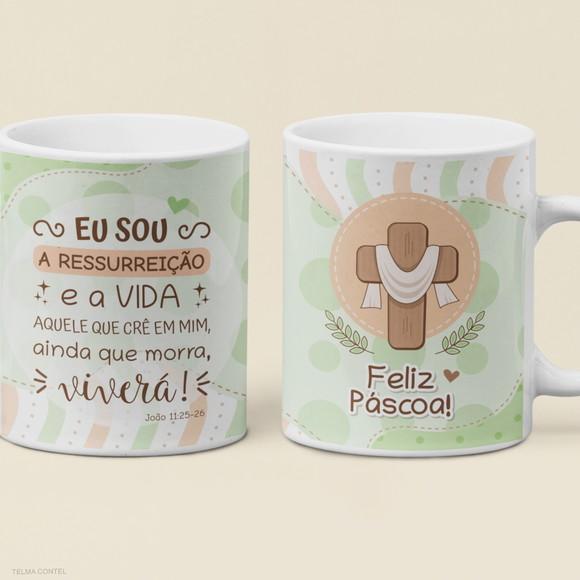Caneca de Ceramica 325ml Páscoa Personalizada