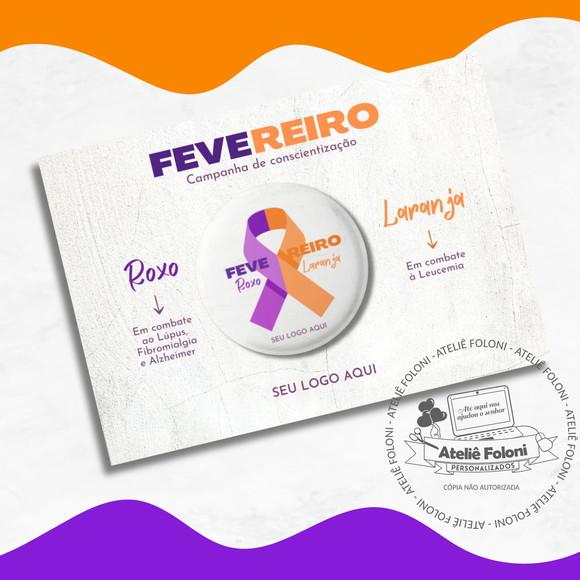 Card com Button Fevereiro Roxo e Laranja Personalizado