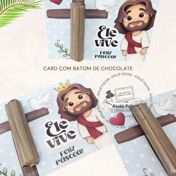 Card/cartão com Batom de Chocolate Páscoa Cristã