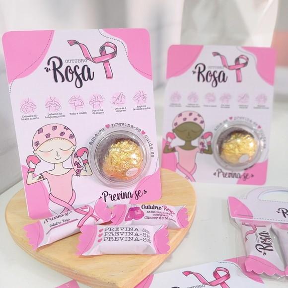 Cartão Outubro Rosa para Bala ou Chocolate (com Blister)