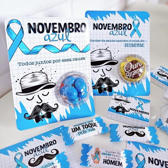 Cartão Novembro Azul com Doces ou Chocolate