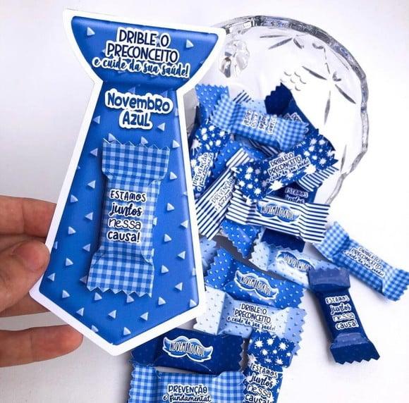 Cartão Gravata Novembro Azul com Bala