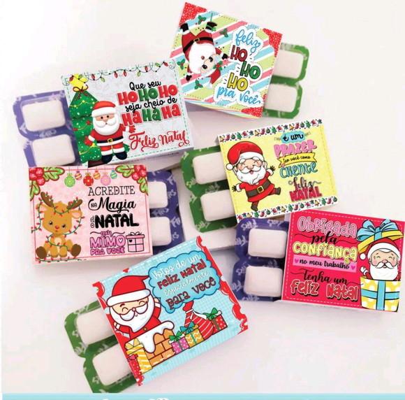 Chiclete Personalizado com 4 Brinde Clientes Natal
