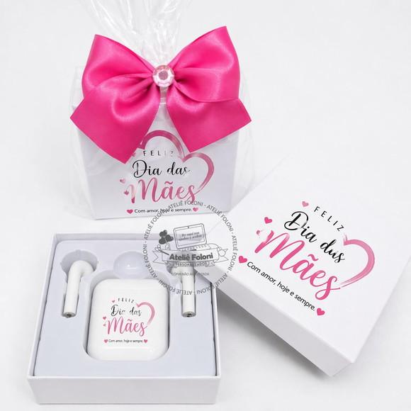 Fone Bluetooth Personalizado Embalado com Laço Dia das Mães